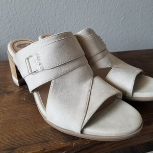 Suede creamy white heels